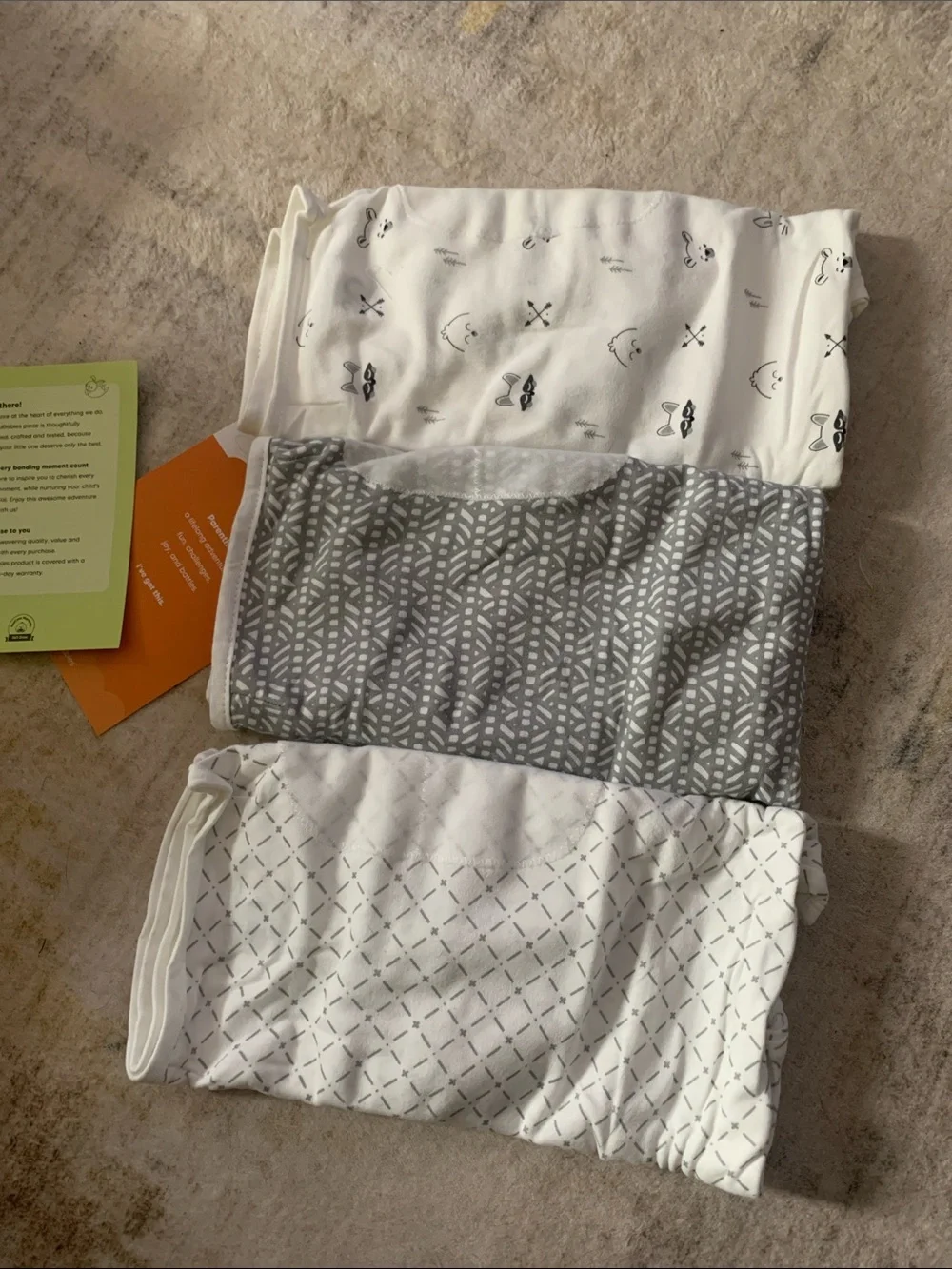 NIB KeaBabies Soothe Swaddle Wraps - White & Gray Set 3pk